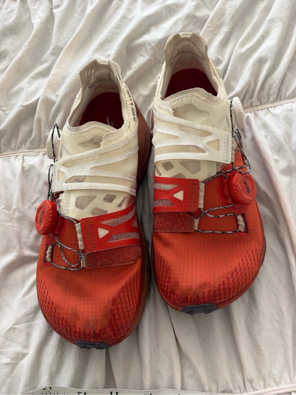 Women’s Orange and White Athletic Sneakers with Quick-Lace System